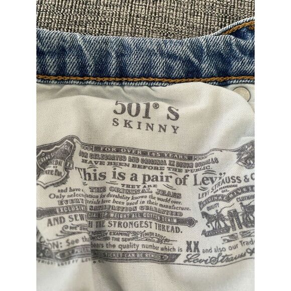 Levi's Womens 501 Skinny Jeans W30 L28" Med-Light Blue Rare Blank Tab Edition - Picture 7 of 9